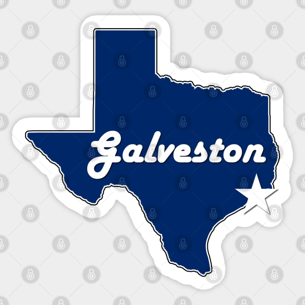 Galveston Texas Navy Blue Lone Star State Map Texan Sticker by Sports Stars ⭐⭐⭐⭐⭐